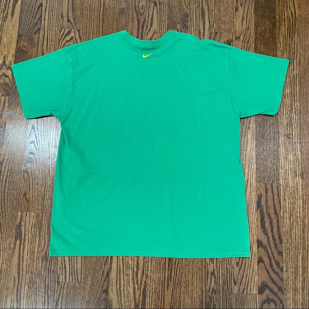 Vintage Nike 100% Cotton Green & Yellow Stripe Tee - Picture 2 of 6